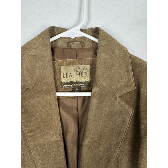 VTG Cabelas Leather Blazer Men 40R Brown Western Cowboy Single Breasted 2 Button - Picture 8 of 11